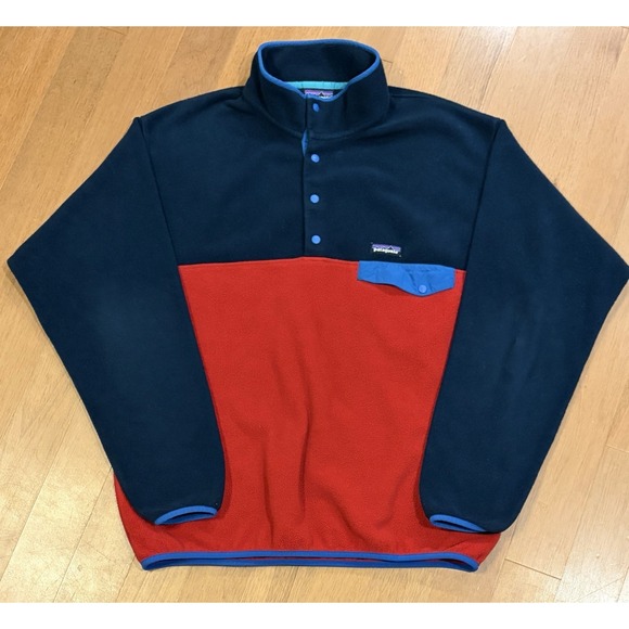 Patagonia Other - Patagonia Synchilla Men's Red and Blue PULLOVER FLEECE SNAP SWEATER SZ XL EUC